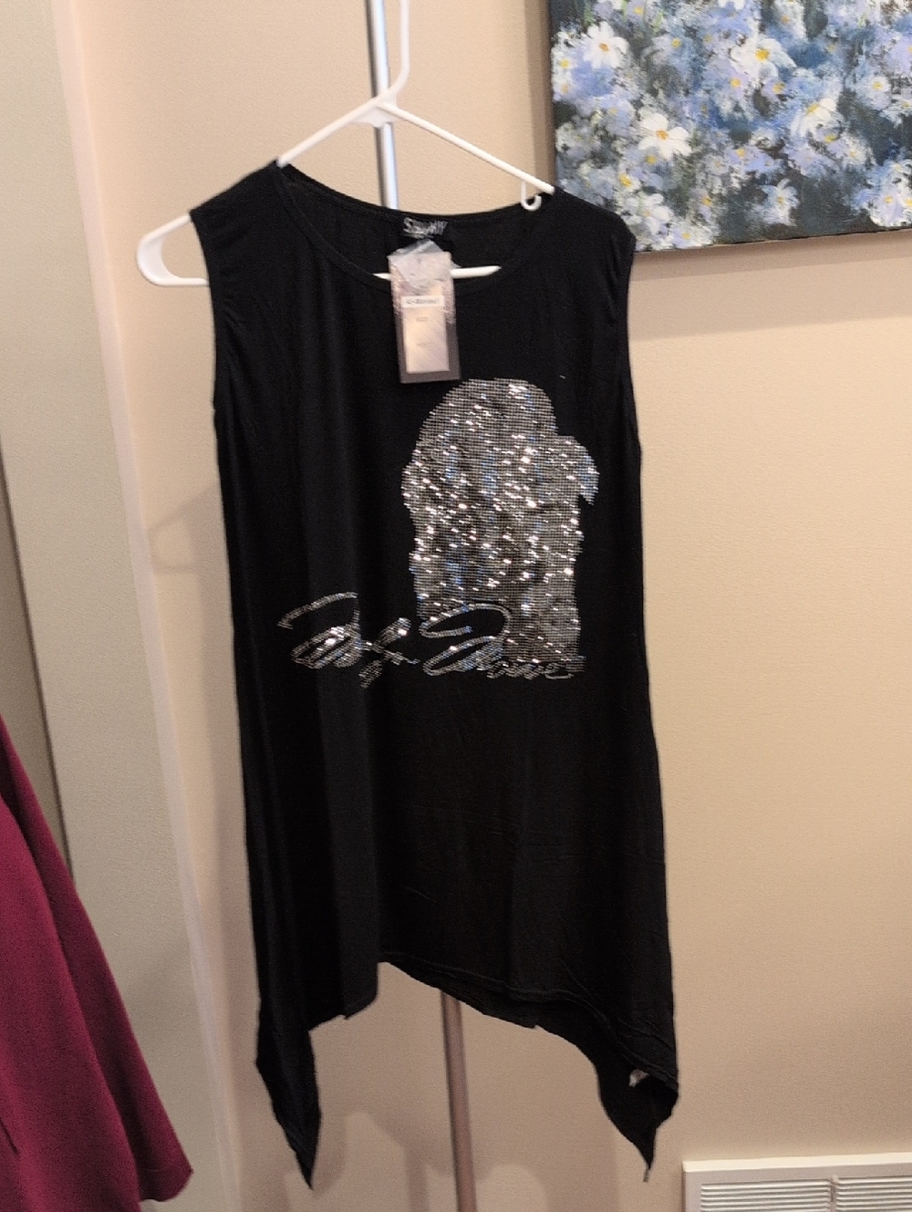 Marilyn Monroe Sequin Accent Black Swim Coverup Tank